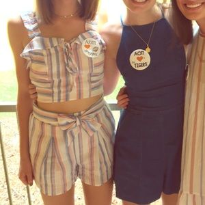 JOA Two Piece Set - Crop Top & High Waisted Shorts